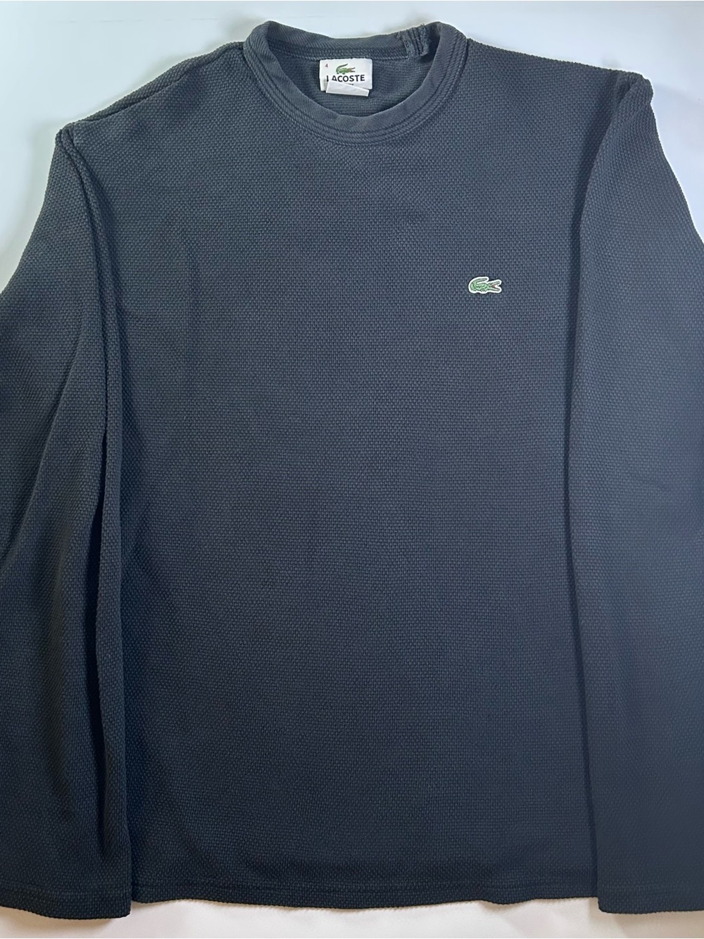 Lacoste Black Long Sleeve Crewneck with Crocodile Logo